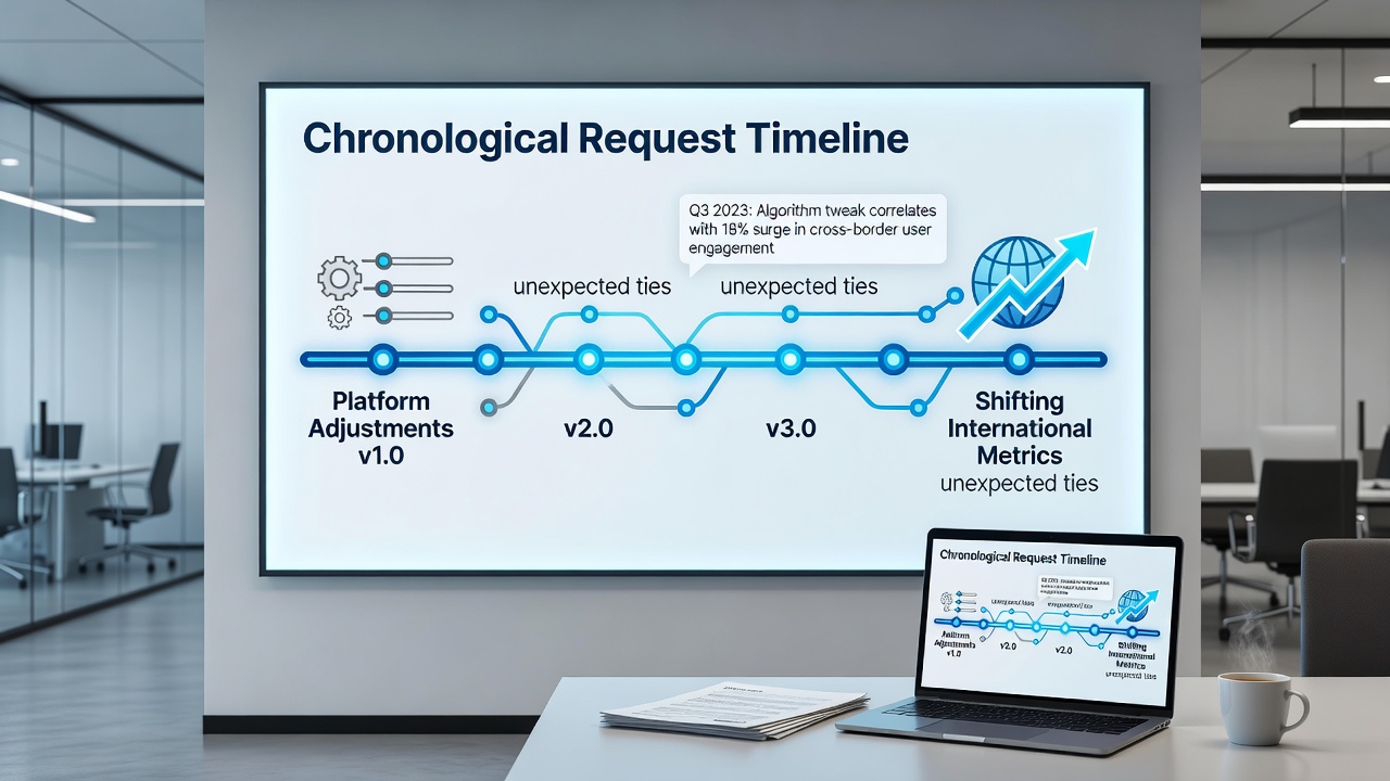 Detailed graph correlating platform updates with benchmark changes in digital interaction data